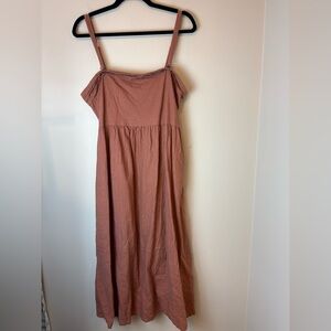 Joie Linen Blend Terracotta Midi Sun Dress Women’s Size 16 Wedding Baby Shower